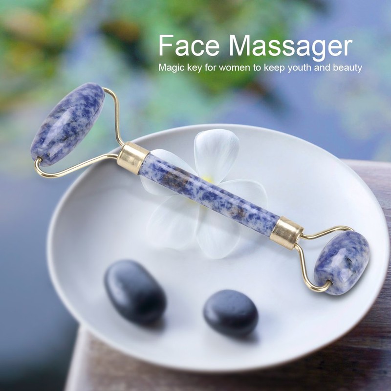 Jade Roller Facial Toner, Natural Double Head Beauty Face Roller