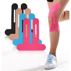 Songholee 12pcs Precut Kinesiology Athletic Tape Strips, Latex-Free & Waterproof Skin Color Knee Support Stickers for Sports & Workout Comfort (Blue)