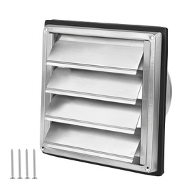 LALAGO Ventilation Grille 125 mm, Backflow Flap, Weather Protection Grille Stainless Steel with Movable Slats, Ventilation Grille Diameter 125 mm