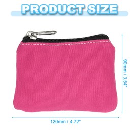 PATIKIL 3.5" x 4.7" Coin Purse Pouch, Change Purses Small Organizer Bags with Zipper Canvas for Home, Rose Red
