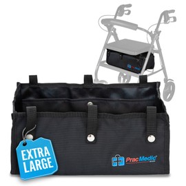 Extra Large Walker Basket - Rollator Walker Accessories Bags for Seniors, Women or Men - Durable Under Seat Rollator Storage Bag for Oxygen Tank, Medical Essentials and Everyday Carry