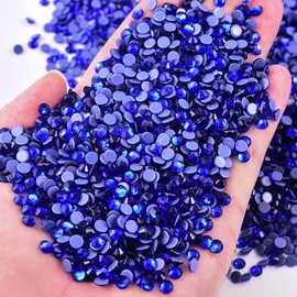 Blinginbox Hotfix Rhinestones, 1440 Pcs Crystal Hotfix Rhinestone Glass Rhinestones Round Crystal Gems Glass Stones for Clothes Shoes DIY Crafts Supplies(Sapphire-SS6)