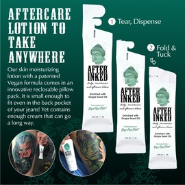 Vegan Tattoo Aftercare Lotion by After Inked. Best for new tattoos, Permanent Make Up, Micropigmentation, Microblading and Laser Removal - 7ml Sachet