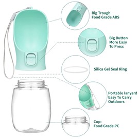 ZEZOKK Dog Water Bottle, Leak Proof Portable Puppy Water Dispenser for Pets Outdoor Walking Hiking Travel, Food Grade Plastic