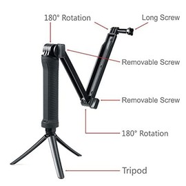 FitStill 3 Way Tripod for GoPro Hero 11/10/9/8/7/6/5/4/3/2/1 Session Max and Other Action Cameras, Detachable Extendable Selfie Stick Pole with Hand Grip Stand