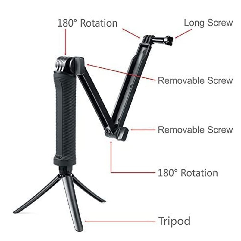 FitStill 3 Way Tripod for GoPro Hero 11/10/9/8/7/6/5/4/3/2/1 Session Max