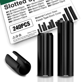 Mrdilla 240 Pcs Roll Pin Assortment, Metric Slotted Spring Pins, M1.5 M2 M2.5 M3 M4 M5 M6