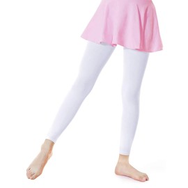 Daydance White Toddler Girl's Footless Tights for School, Dance, Ballet 90D