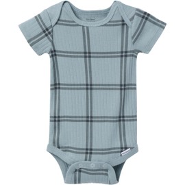 Gerber Unisex Baby Multi-Pack Onesies Bodysuits (Short and Long Sleeve), Blue Plaid, 0-3 Months