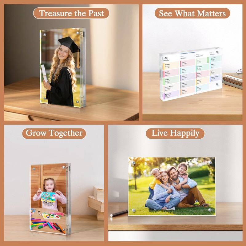 Photo Frames 4x6, Acrylic Picture Frames Double Sided Magnetic Clear,