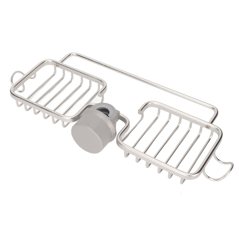 Faucet Storage Shelf Aluminum Plastic Two Containers with Towel Rod