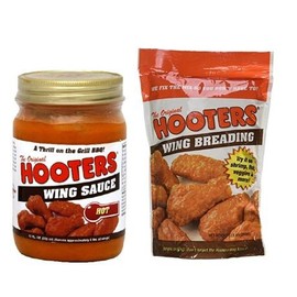 Hooters Sauce Wing Hot, 12 oz & Hooters Wing Breading, 16 oz (Combo Pack)