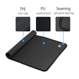 Grounding Mat for Foot Bed Computer 25x65cm Earthing Universal Pad with 4.6m Grounded Cord Therapy Better Sleep, Reduce Stress, Improve Balance, Flexibility, Black, 25x65 cm