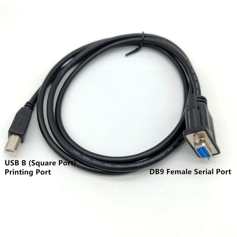 KJCPZYPP DB9 Female to USB B-Port Male Printing Port RS232