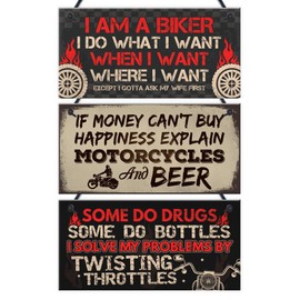 Red Ocean Biker Gifts Motorcycle Sign Hanging Man Cave Garage Sign Gift For Men Gift For Him