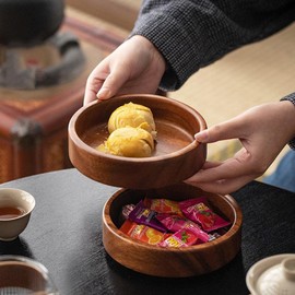 Sizikato Walnut Wood Nut Bowl, 5.7-Inch Snack Bowl for Living Room