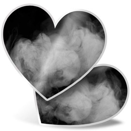 2 x Heart Stickers 15 cm - BW - Smoke Ombre Fun Decals for Laptops,Tablets,Luggage,Scrap Booking,Fridges, #42721