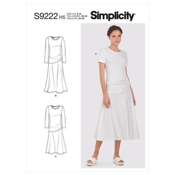 Simplicity SS9222U5 Misses' Knit Dress Sewing Pattern Kit, Design Code