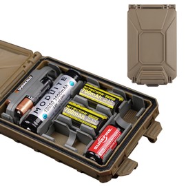 Zhongren Modular Molle Battery Storage Case Organizer Holder Box Waterproof for CR123/18650/18350/AAA CR2032 Batteries Survival Gear Tactical Airsoft Paintball Outdoor (Tan)
