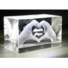 VIP-LASER 3D Glass Crystal with Engraving I Heart in Two