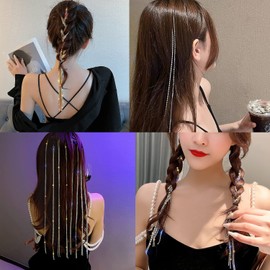 Hair Extensions, Kira, Colorful Crystal Chain, Hair Ornament, Wig Extension, One Touch, 19.7 inches (50 cm), Easy Installation, Pack of 2 (Multicolor)