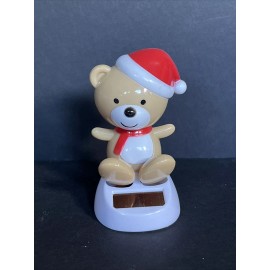 Unbranded New Solar Powered Dancing Toy Bobble Head Christmas Teddy Bear with Santa Hat