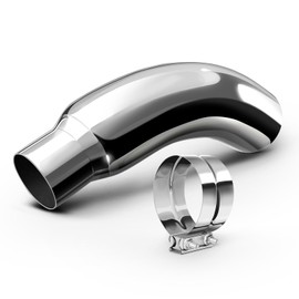 HILMITILE Exhaust Tip, 4 Inch Diesel Exhaust Tip Elbow Tip with a Clamp, 4" inlet 6" Outlet Chromed Exhaust Tip for Pickups, Trucks and Cars