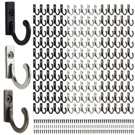 BOSOIRSOU - Paquete de 150 ganchos de montaje en pared con tornillos, gancho de metal resistente para superficies de madera, ganchos de pared individuales para abrigos, sombreros, llaves, toallas