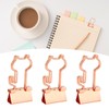 100 Pcs Binder Clips Metal Hollow Cat Shape Rose Gold