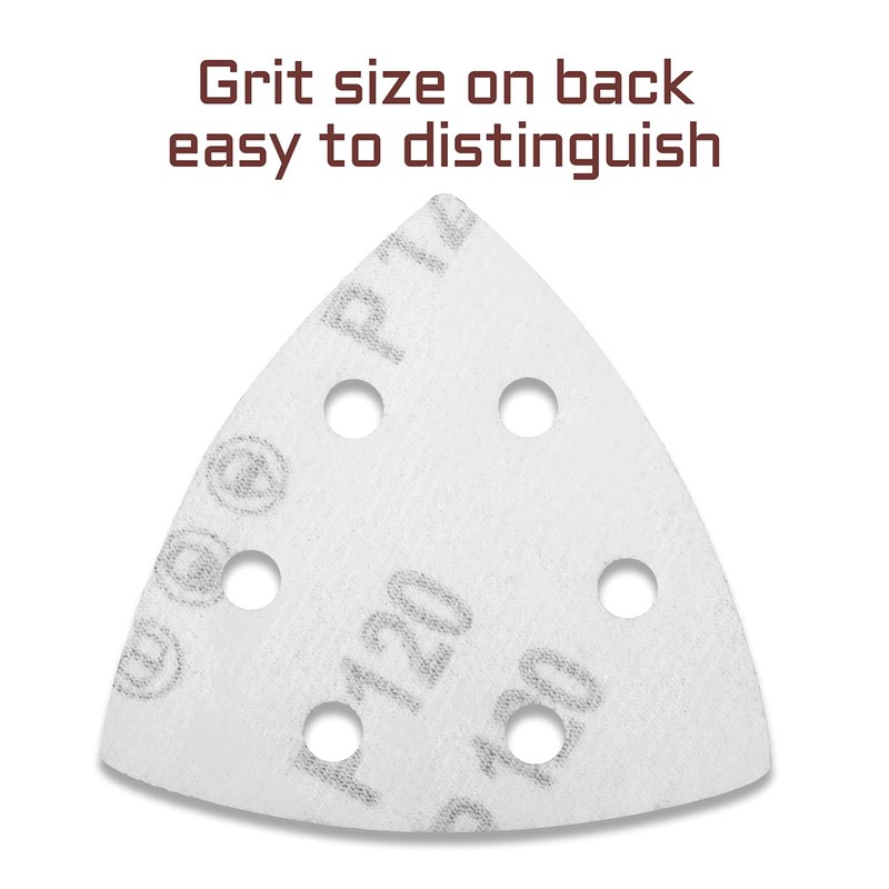 LEONTOOL 50 Pcs Triangle Sanding Pads 120 Grit 3-1/2 Inches