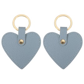 PATIKIL Heart Leather Keychains, 2 Pack Heart Leather Key Fobs with Key Rings Keychain Holder for Wedding Gifts Party Favors ID Card, Sky Blue