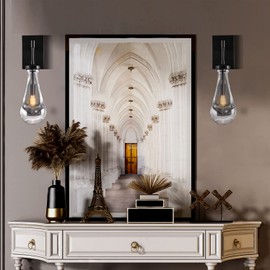 Joyunleo Black Wall Sconces, Raindrop Sconces Wall Lighting for Bedroom, Modern Wall Sconces Luxury Clear Glass Wall Light Fixtures Bathroom Vanity Light Wall Lamp for Living Room, Hallway