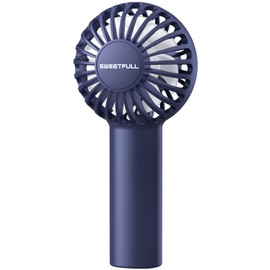 SWEETFULL Mini Portable Fan Powerful Handheld Fan Rechargeable,3 Speeds Personal Small Hand Fan for Travel Makeup Eyelash Fan for Stylish Kids Girls Women USB Cute Design Blue