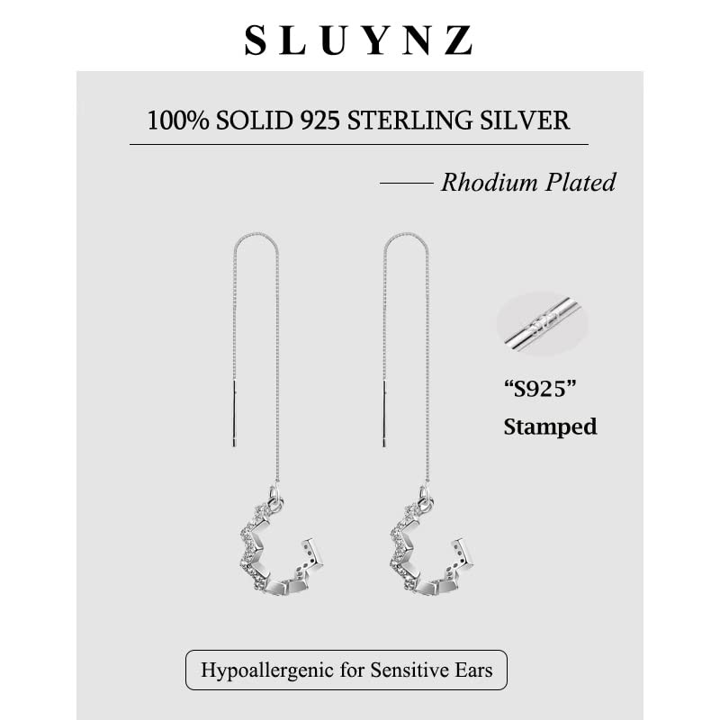 SLUYNZ 925 Sterling Silver Wave Cuff Earrings Wrap Tassel Earrings