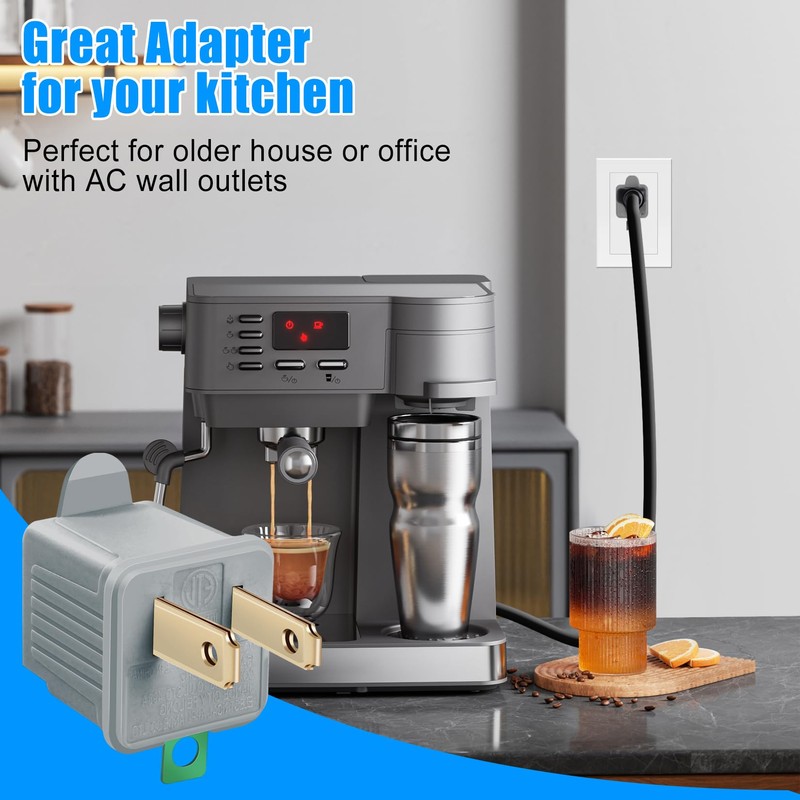TENINYU Grounded Adapter 3-Prong to 2-Prong Outlet Converter - 3