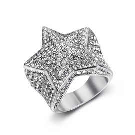 MIVEIVIA ICED OUT Ring for men Wedding Rings for Men Shining Star ring Hip Hop ring Radiant Rings for Women Bling Iced Out Jewelry Bling Rings for men Club ring Heavy Metal ring Party (Silevr, 11)