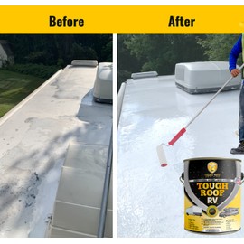 RV Roof Sealant - RV Roof Coating for RV, Campers, and Buildings - Liquid Rubber Paint - High Strength - 1000% Flexible, Solar Reflective, 1 Gal White