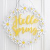 Hello Spring Hanging Daisy Wreath Decoration - Perfect for Welcoming