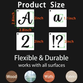BAMIDELE 2 Inch Alphabet Letter Stencils for Painting, 66 Pcs Reusable Plastic Calligraphy Letter Stencils and Numbers Template Kit for Painting on Wood, Chalkboard, Fabric, Door Porch, Wall Art