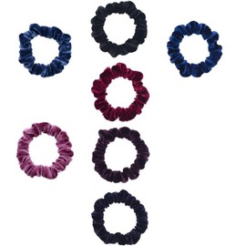 Hair Scrunchies Velvet Scrunchy Bobbles Elastic Hair Bands - Thin Not Bulky (Dark Colours x 10)