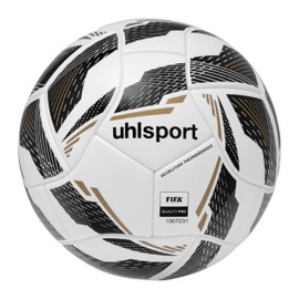 uhlsport Revolution Thermobonded Football Match Ball for Adults - Thermally Bonded with Durable Material - FIFA Quality PRO Certified, White/Black/Gold