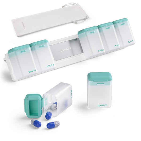 KOVIUU Weekly Pill Organizer Magnetic, Removable Pill Box 7 Day