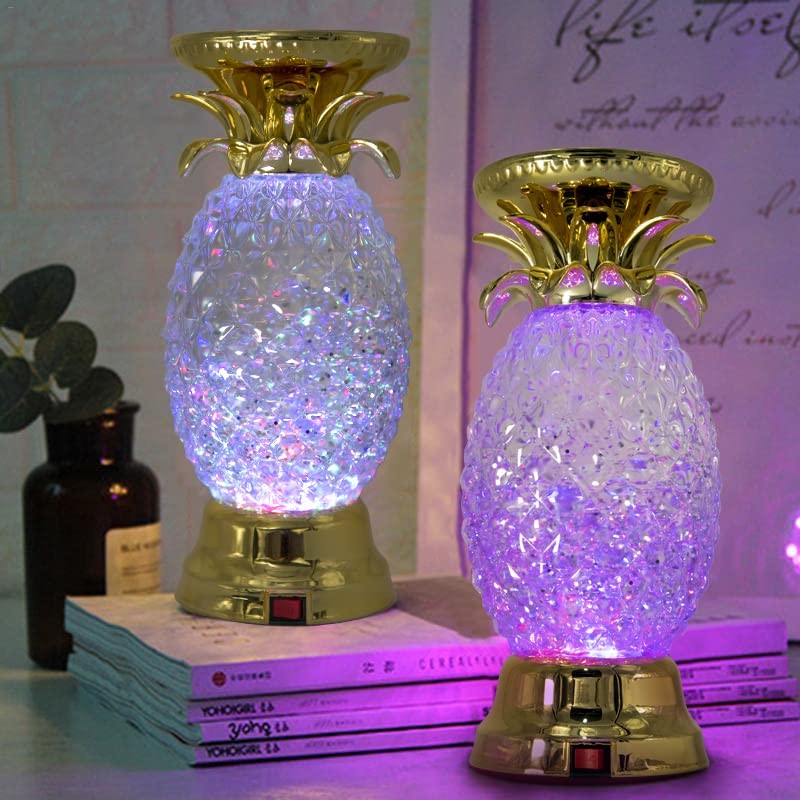 YAKii 9.5" Pineapple LED Color Changing Shine Lamp,Swirling Water Waves