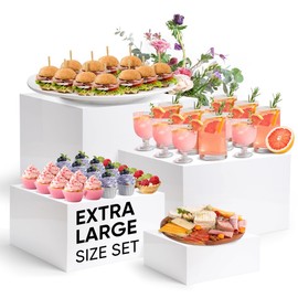 YOPPIX 13.8" Extra Large Size Buffet Risers, Dessert Table Display Set, Acrylic Display Stands, Display Stand Shelf for Catering Dessert Collectibles Jewelry Figures Show, Cube Display Nesting Risers
