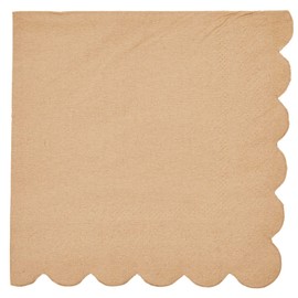 100 Pack Kraft Paper Brown Cocktail Napkins with Scalloped Edges for Party Supplies (5x5 In)