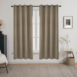 Deconovo Blackout Curtains – Noise-Reducing & Energy-Saving Grommet Top Thermal Insulated Drapes, 2 Panels, Khaki, 52W x 84L Inches – Light Blocking & Privacy for Bedroom & Living Room