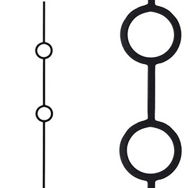 Contemporary Two Ring Stair Iron Balusters (5-Pack) Modern Hollow Double Ring Circle Metal Railing Spindles 1/2" x 44" Tall Real Satin Black NOT Matte