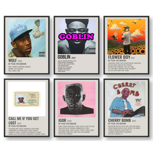 ZJNB Tyler The Creator Poster, Album Cover Limited Edition Posters, Music Posters (Set of 6, 8in x 10in, Unframed)