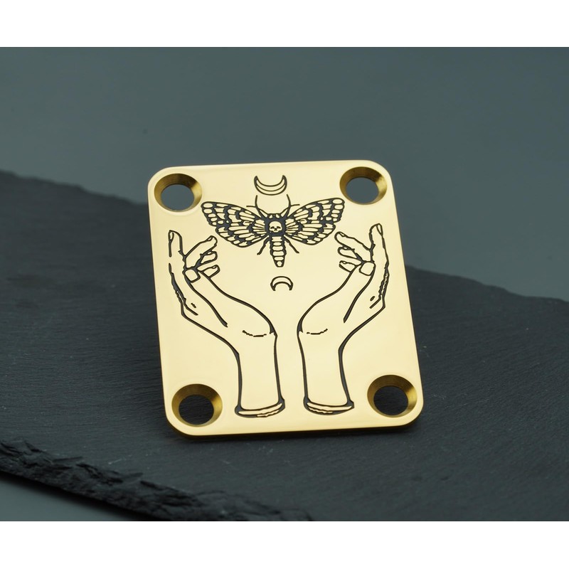 Guyker Guitar Neck Plate, 4-Holes Stainless Steel Electric Guitar Bass