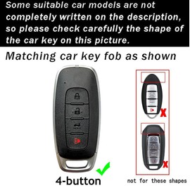 ontto Leather Key Fob Cover Keyring fit for Nissan Rogue Pathfinder X-trail Versa Kicks Ariya Qashqai Teana 2023 2024 Alu Car Key Case protector keychain key Holder shell Accessories 4 buttons Brown